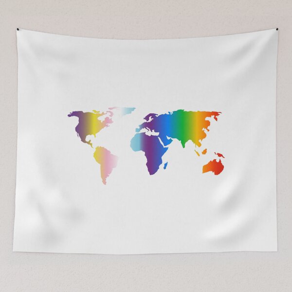 Item preview, Rainbow world map - inclusive progress pride flag colors designed and sold by Inspirationmotivation.