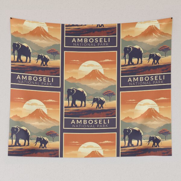 Item preview, Amboseli National Park Kenya Travel Art Vintage designed and sold by KrisSidDesigns.