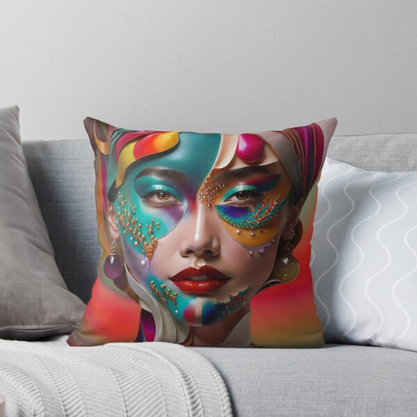 Item preview, Colorful Whispers: Surreal Woman in a Fiery Realm Portrait designed and sold by artmanikin.