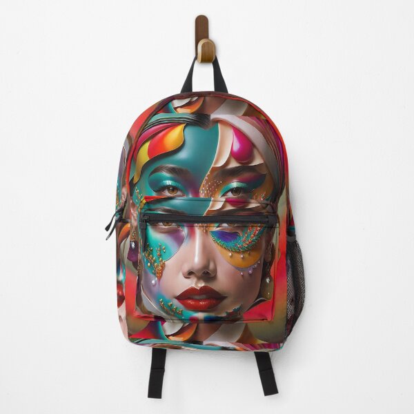 Item preview, Colorful Whispers: Surreal Woman in a Fiery Realm Portrait designed and sold by artmanikin.