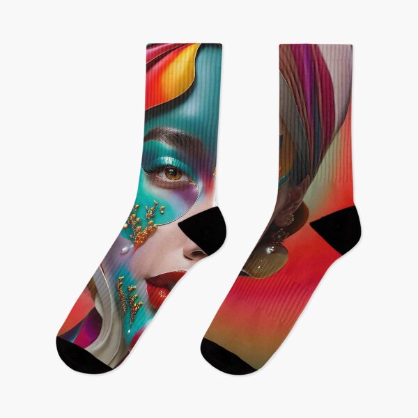 Item preview, Colorful Whispers: Surreal Woman in a Fiery Realm Portrait designed and sold by artmanikin.