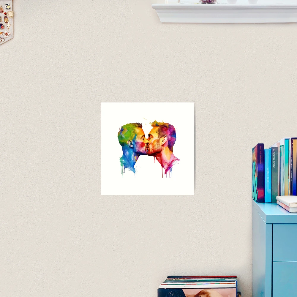 Rainbow Kiss 2 - Vibrant Love for LGBTQ+ Pride | Art Print