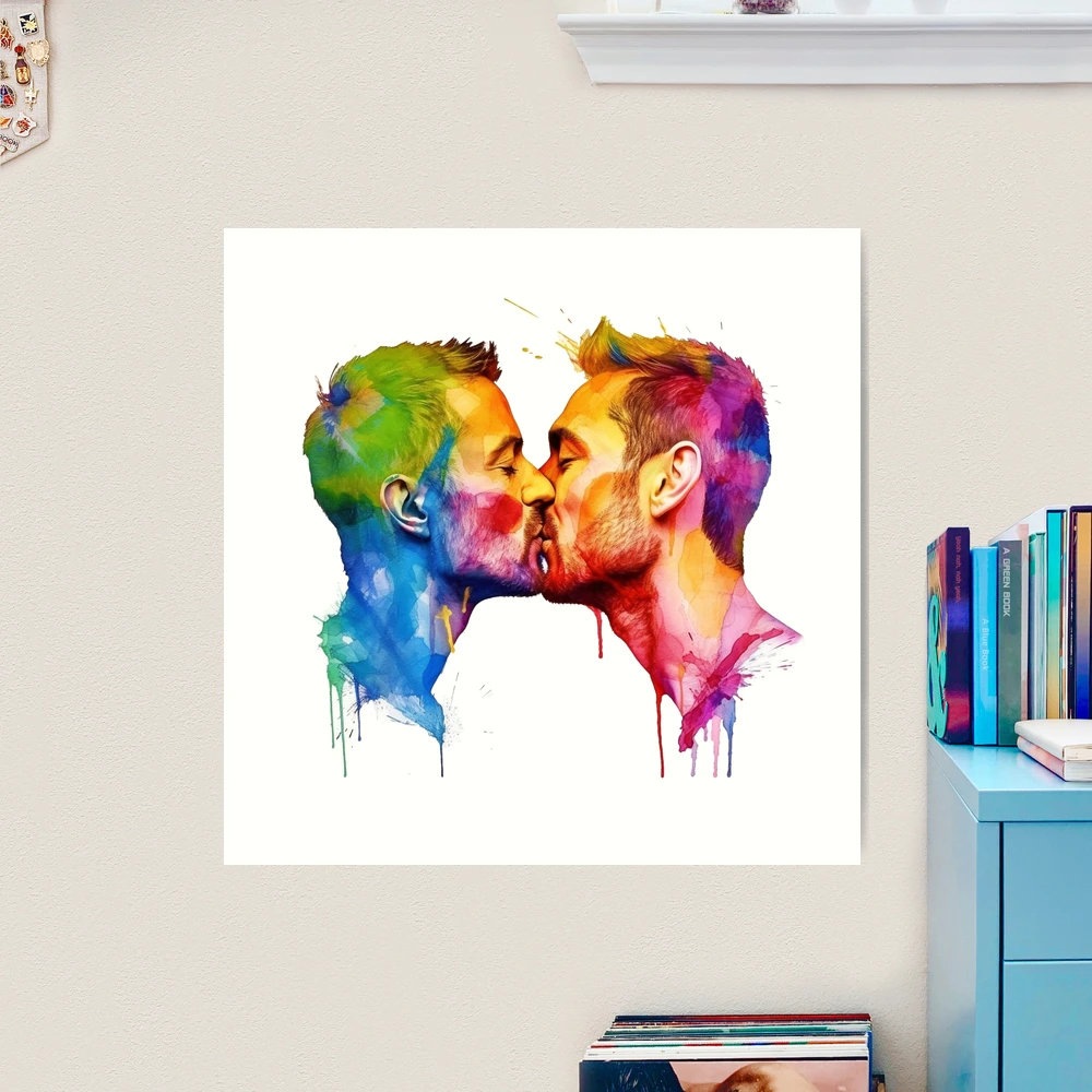 Rainbow Kiss 2 - Vibrant Love for LGBTQ+ Pride | Art Print