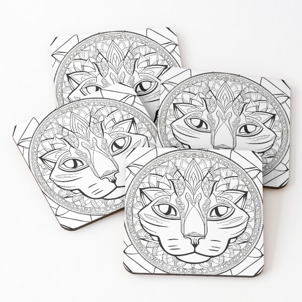 Item preview, Cat mandala coloring book page for meditation, relax, mindfulness designed and sold by UlfrGutheitrir.