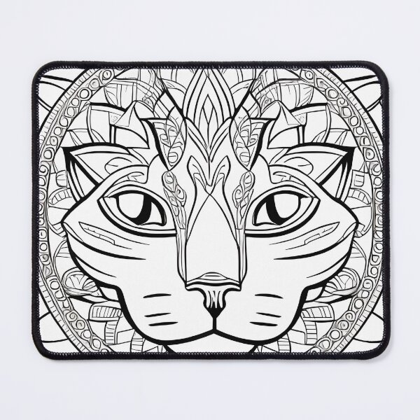 Item preview, Cat mandala coloring book page for meditation, relax, mindfulness designed and sold by UlfrGutheitrir.