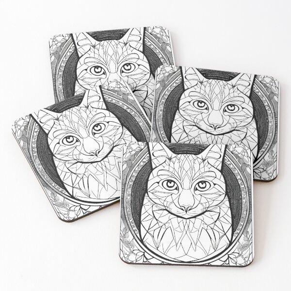 Item preview, Cat mandala coloring book page for meditation, relax, mindfulness designed and sold by UlfrGutheitrir.