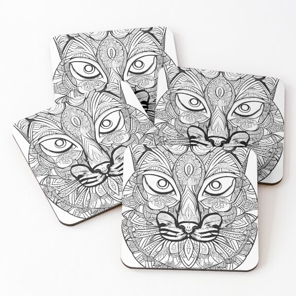 Item preview, Cat mandala coloring book page for meditation, relax, mindfulness designed and sold by UlfrGutheitrir.
