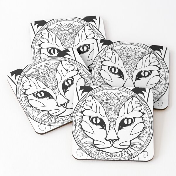 Item preview, Cat mandala coloring book page for meditation, relax, mindfulness designed and sold by UlfrGutheitrir.