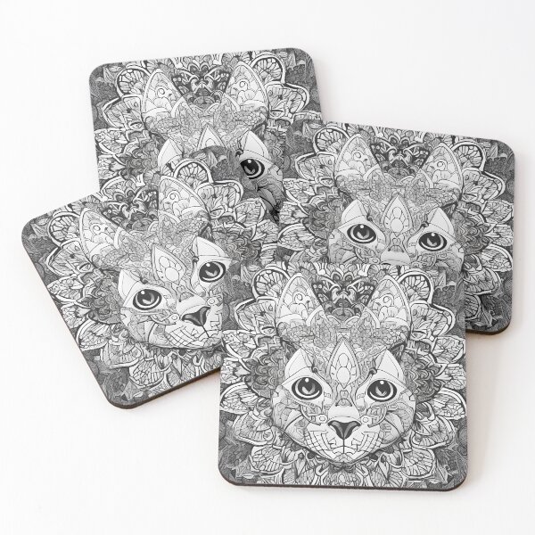 Item preview, Cat mandala coloring book page for meditation, relax, mindfulness designed and sold by UlfrGutheitrir.