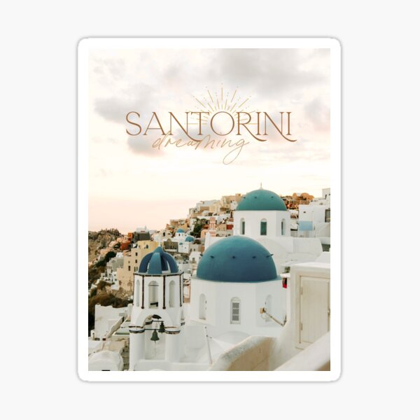 Santorini, Greece Sunset, Digital Art Photo Sticker