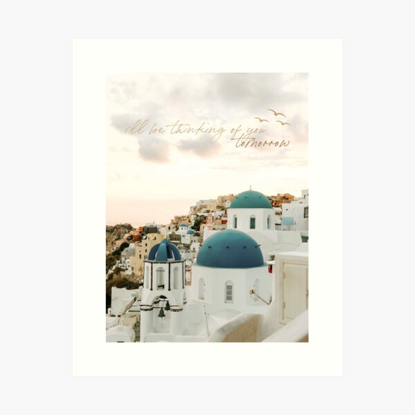 Santorini, Greece, Mamma Mia, Digital Art Photo Art Print