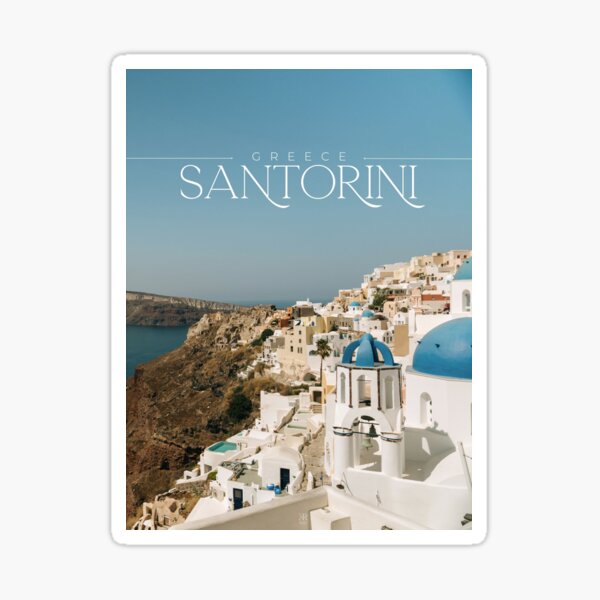 Santorini, Greece, Digital Art Photo Sticker
