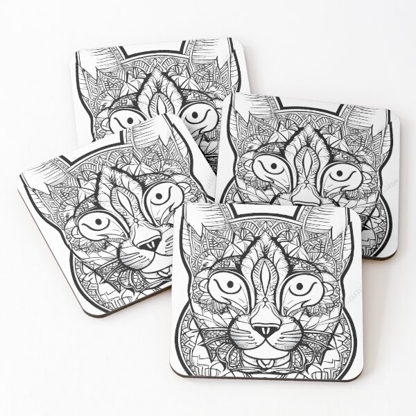 Item preview, Cat mandala coloring book page for meditation, relax, mindfulness designed and sold by UlfrGutheitrir.
