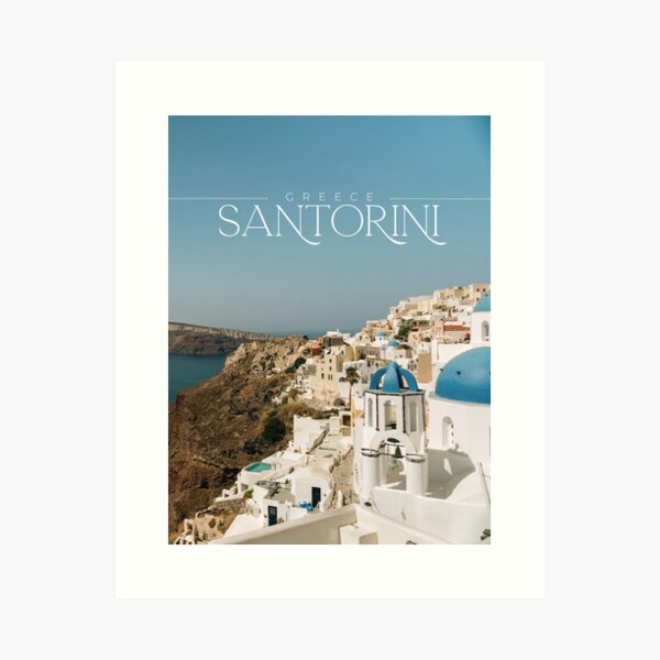 Santorini, Greece, Digital Art Photo Art Print