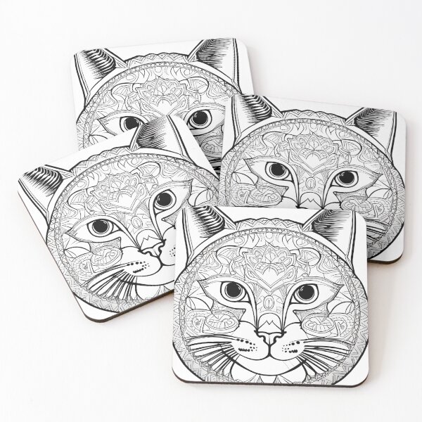 Item preview, Cat mandala coloring book page for meditation, relax, mindfulness designed and sold by UlfrGutheitrir.