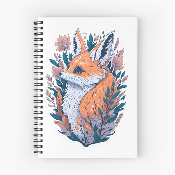 Aperçu de l'œuvre Renard mignon avec des illustrations florales créée et vendue par Mostofus.