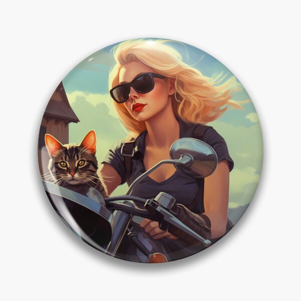 Item preview, Blonde woman with cat on motorcycle designed and sold by Karl Aldinger.