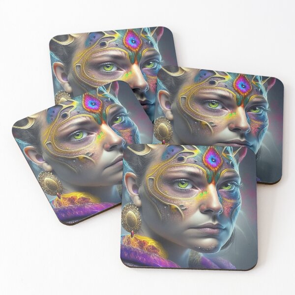 Item preview, Majestic Cat Lady: Hypnotic Woman Portrait with Feline Charms designed and sold by artmanikin.