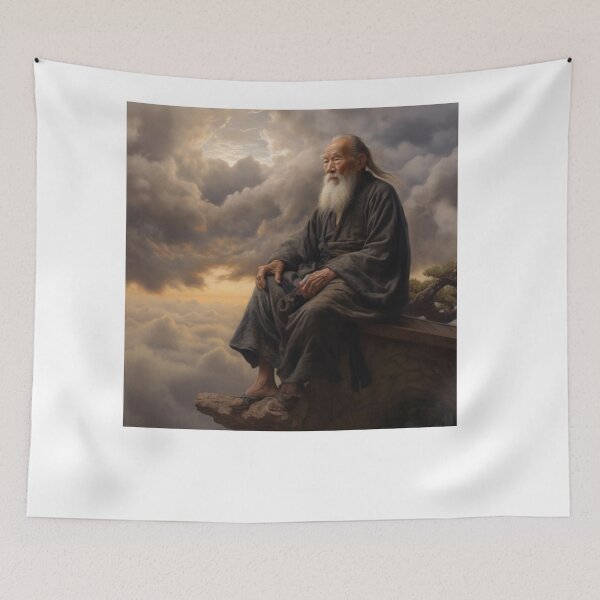 Item preview,  old chinese man meditating designed and sold by JAFMArt.