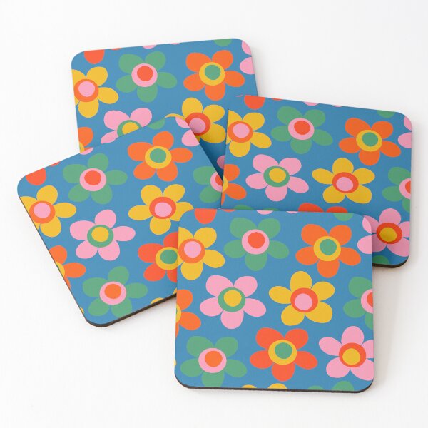 Item preview, Maisie Flowers Cheerful Floral Pattern Blue Green Orange Yellow Pink designed and sold by kierkegaard.