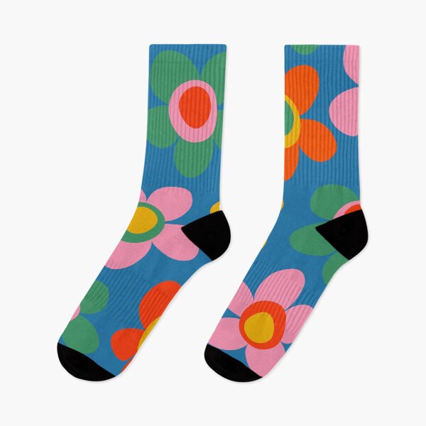 Item preview, Maisie Flowers Cheerful Floral Pattern Blue Green Orange Yellow Pink designed and sold by kierkegaard.