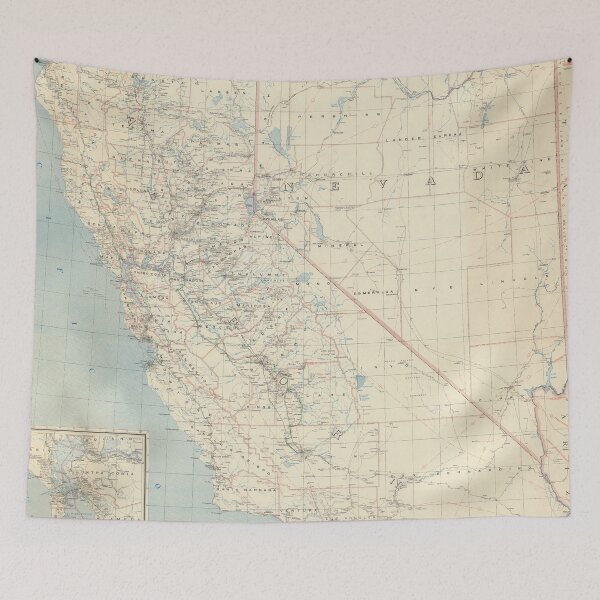 Item preview, Old California & Nevada State and County Postal Map (1952) designed and sold by BravuraMedia.