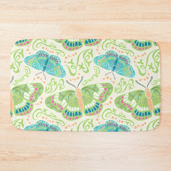 Item preview, Green Butterflies Surface Pattern designed and sold by MonokushiMood.