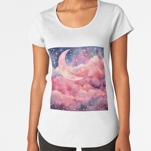 Pink Aesthetic Moon And Sun For Women With Japanese Tiger Premium T-Shirt