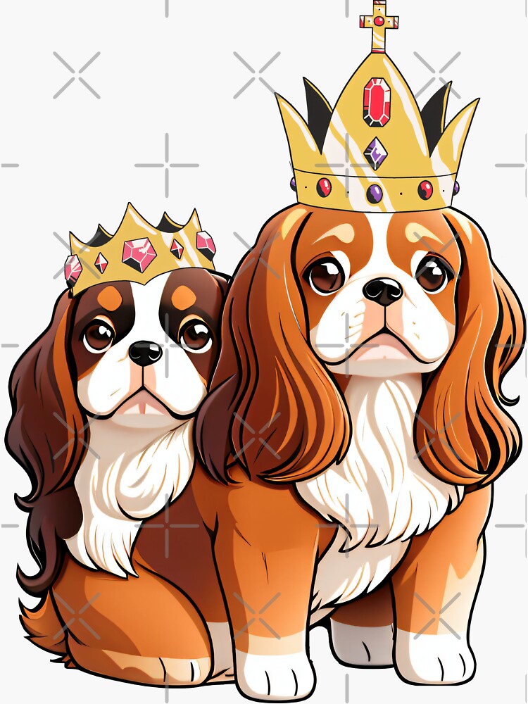 Cavalier King Charles Spaniel Majestic Monarchs Cavalier King Charles Spaniels in Royal Crowns Sticker for Sale by QualityQuest Redbubble