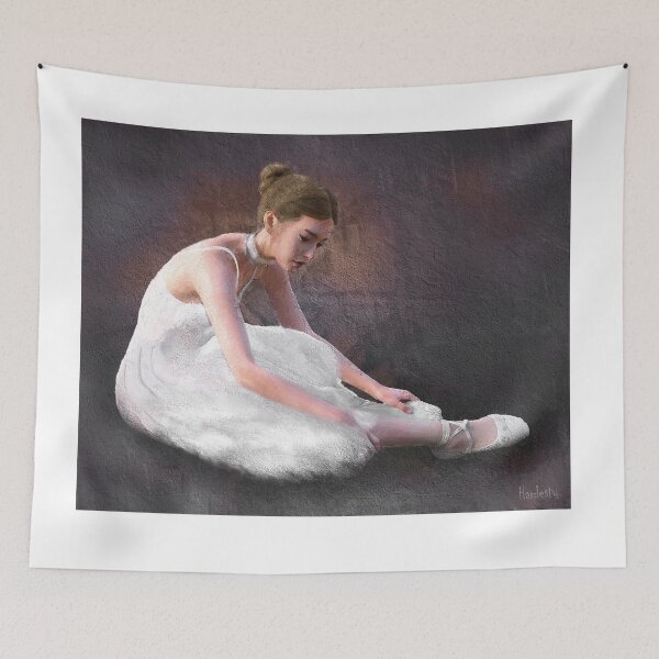 Item preview, Woman girl ballerina dancer tying shoe designed and sold by Fantasyart123.