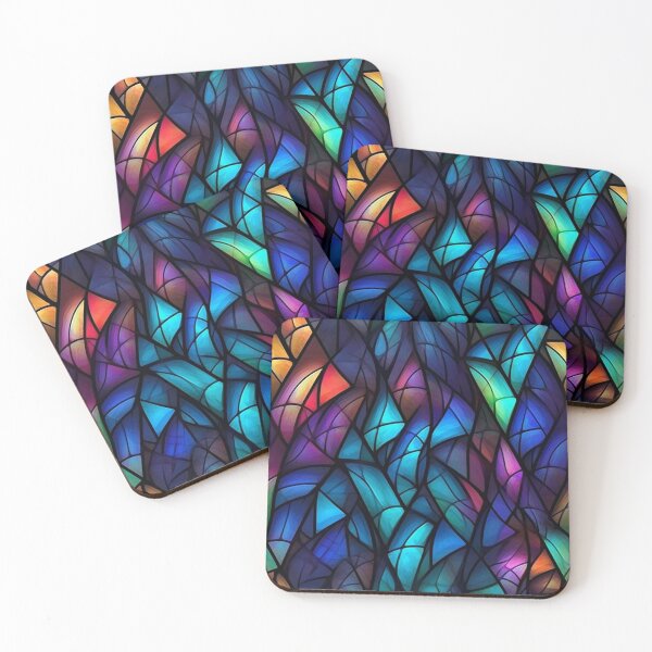Item preview, Abstract fluorescent vibrant staines glass pattern designed and sold by enipra.