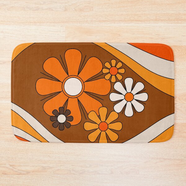 Item preview, Floral Daydream Retro Flower Lined Pattern in 70s Orange and Brown designed and sold by kierkegaard.