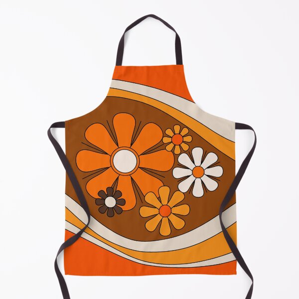 Item preview, Floral Daydream Retro Flower Lined Pattern in 70s Orange and Brown designed and sold by kierkegaard.