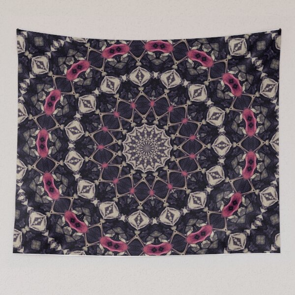 Item preview, Rose Red Black and Taupe Mandala Kaleidoscope A450c designed and sold by byNicol.