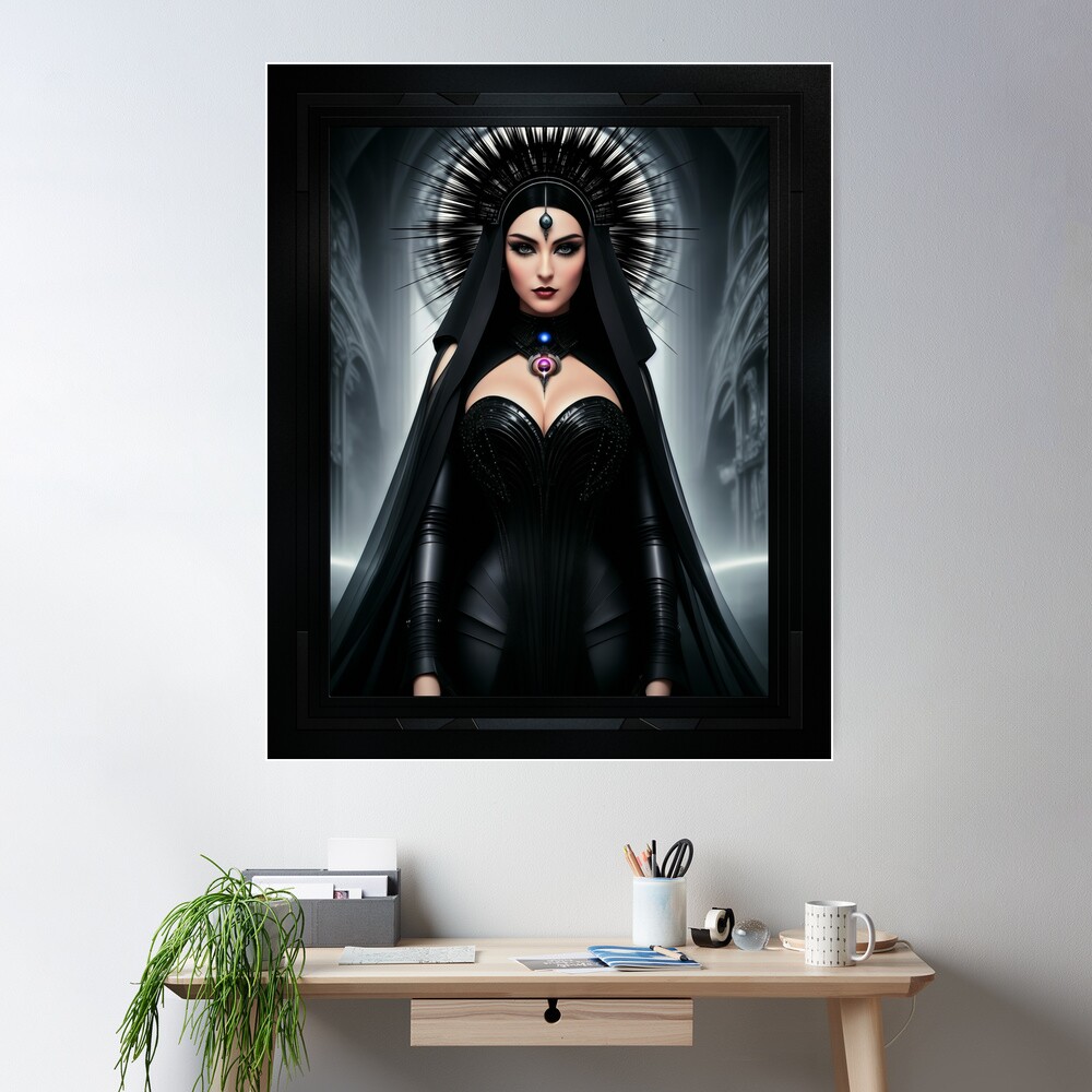 The Witch Queen Aliana Thaidorost Beautiful AI Concept Art Portrait by Xzendor7 Wall Decor Poster
