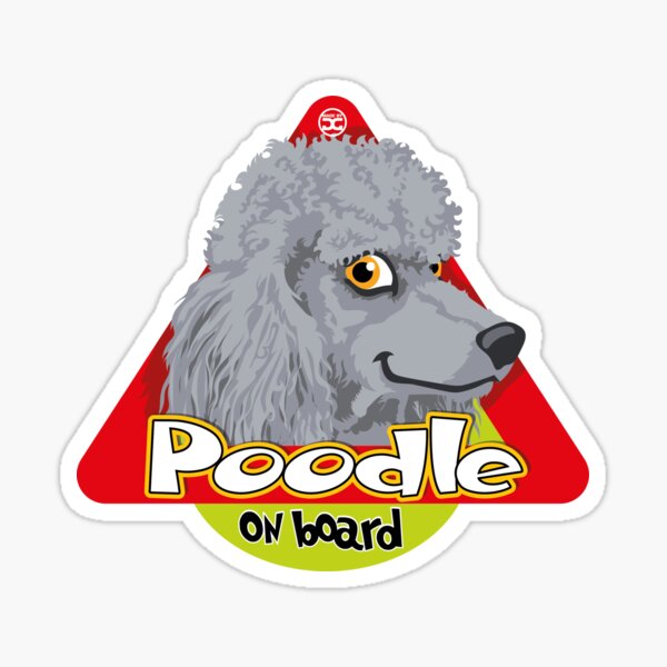Poodle On Board - Silver/Gray Sticker