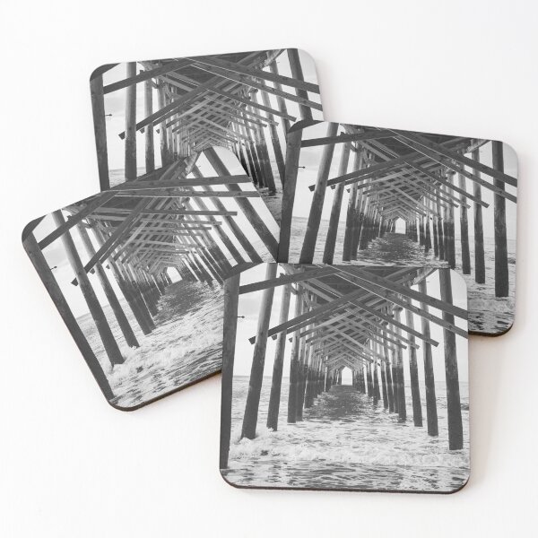 Item preview, Underneath Ocean Isle Fishing Pier Portrait Black and White designed and sold by Bill Slader.