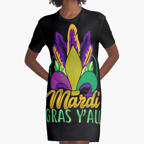 Mardi Gras Y'All Graphic T-Shirt Dress
