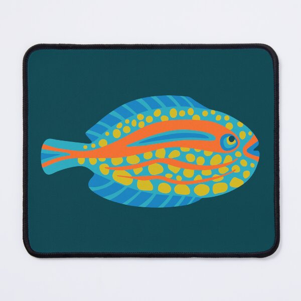 Item preview, TROPICAL ZONE SINGLE SPOTTED FISH Coral Reef Undersea Ocean Sea Creatures in Bright Multi-Colours on Dark Teal Blue - UnBlink Studio by Jackie Tahara designed and sold by Jackie Tahara of UnBlink Studio.