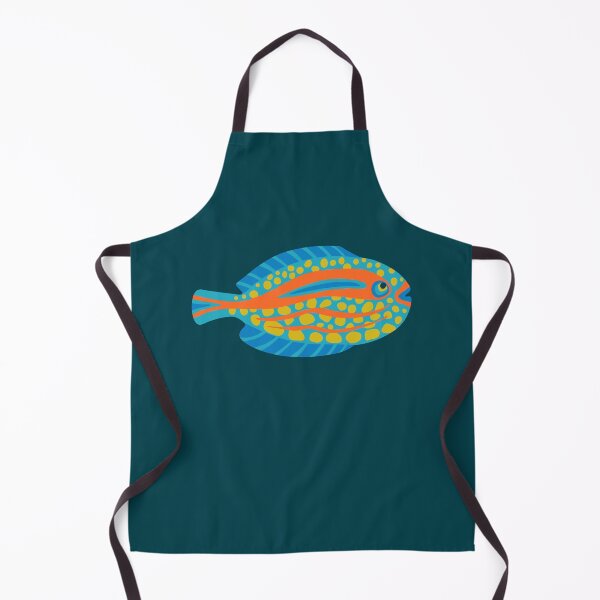 Item preview, TROPICAL ZONE SINGLE SPOTTED FISH Coral Reef Undersea Ocean Sea Creatures in Bright Multi-Colours on Dark Teal Blue - UnBlink Studio by Jackie Tahara designed and sold by Jackie Tahara of UnBlink Studio.