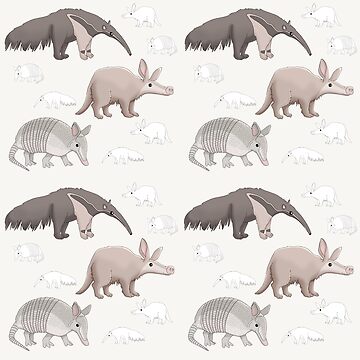 Artwork thumbnail, Anteater, Aardvark, and Armadillo Pattern by RhondaLuluArt