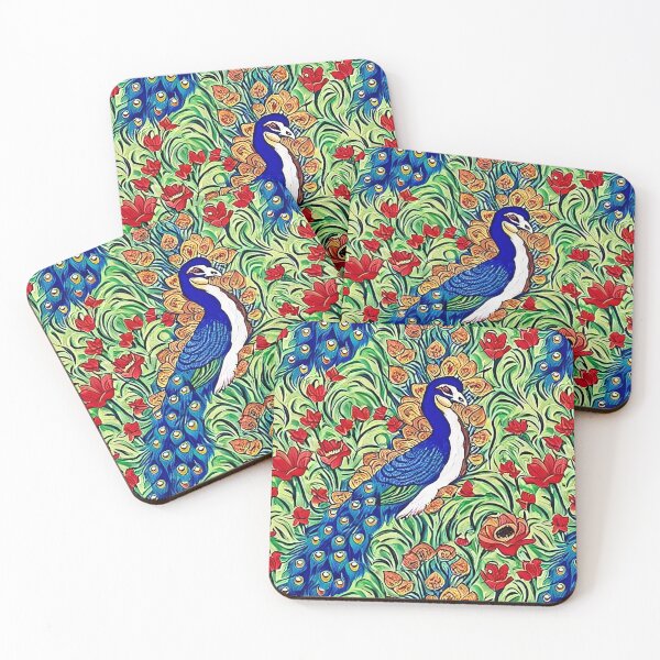 Item preview, Peacock in a Field of Flowers Art designed and sold by PatternsByP.