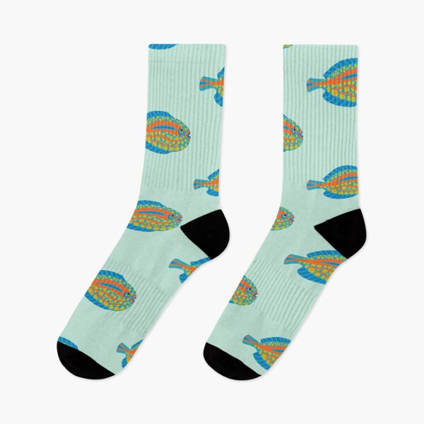 Item preview, TROPICAL ZONE SINGLE SPOTTED FISH Coral Reef Undersea Ocean Sea Creatures in Bright Multi-Colours on Light Aqua - UnBlink Studio by Jackie Tahara designed and sold by Jackie Tahara of UnBlink Studio.