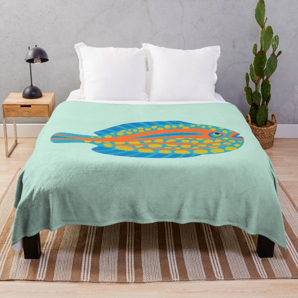 Item preview, TROPICAL ZONE SINGLE SPOTTED FISH Coral Reef Undersea Ocean Sea Creatures in Bright Multi-Colours on Light Aqua - UnBlink Studio by Jackie Tahara designed and sold by Jackie Tahara of UnBlink Studio.