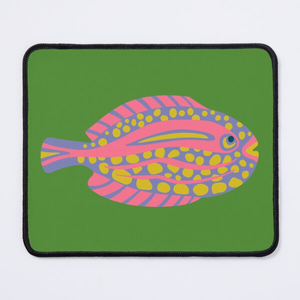 Item preview, TROPICAL ZONE SINGLE SPOTTED FISH Coral Reef Undersea Ocean Sea Creatures in Bright Pink Purple Yellow on Green - UnBlink Studio by Jackie Tahara designed and sold by Jackie Tahara of UnBlink Studio.