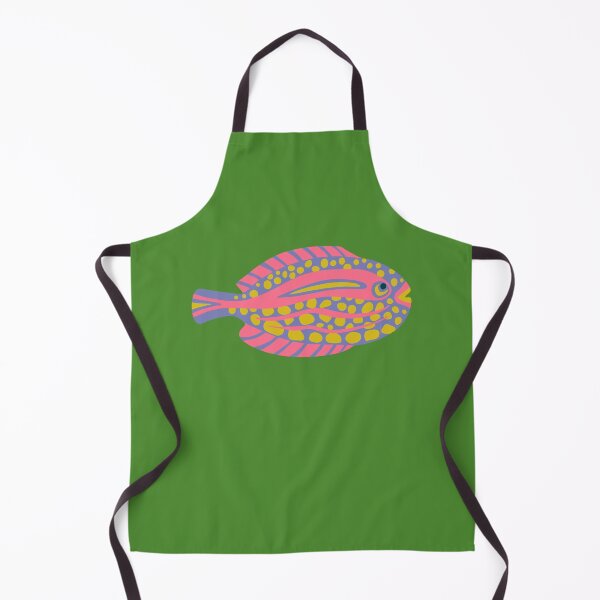 Item preview, TROPICAL ZONE SINGLE SPOTTED FISH Coral Reef Undersea Ocean Sea Creatures in Bright Pink Purple Yellow on Green - UnBlink Studio by Jackie Tahara designed and sold by Jackie Tahara of UnBlink Studio.