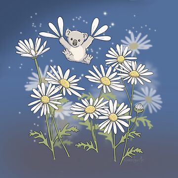 Artwork thumbnail, Koala Flying in the Daisies by RhondaLuluArt