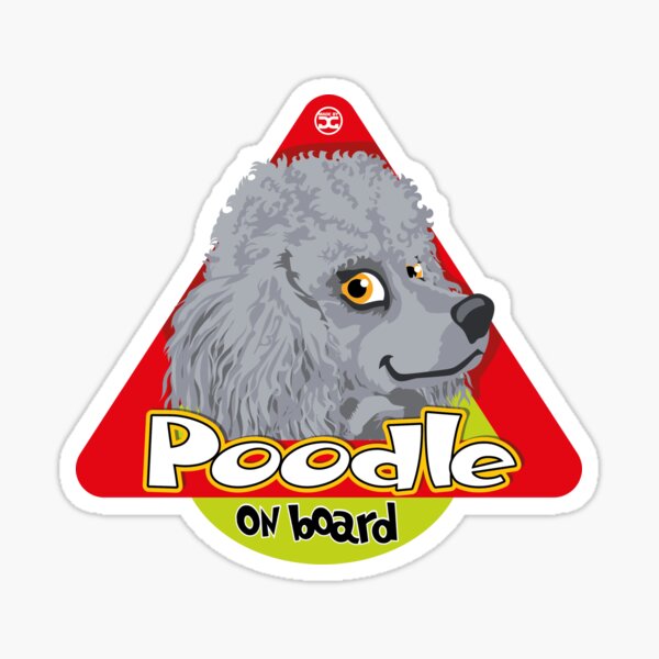 Poodle On Board - Mini Silver/Gray Sticker