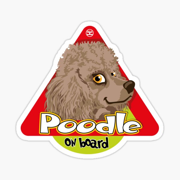 Poodle On Board - Mini Silver Brown Sticker