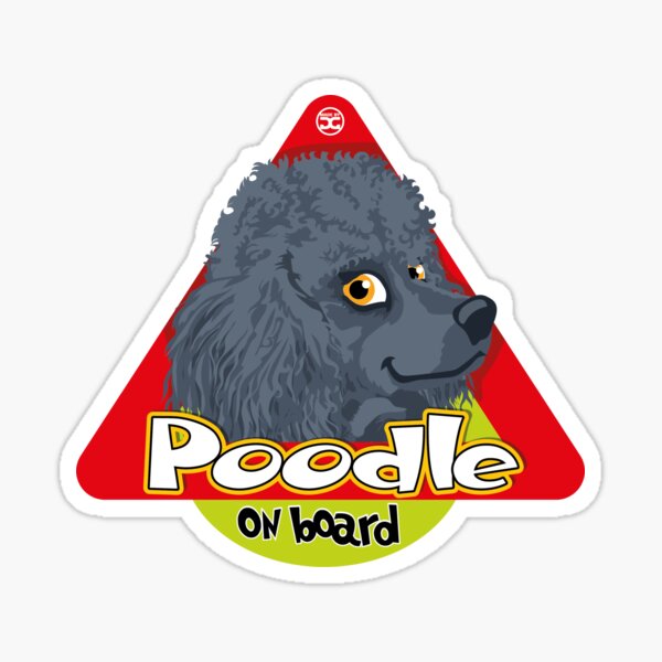 Poodle On Board - Mini Blue Sticker